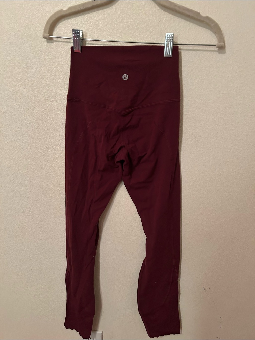 Lululemon Align Scalloped Hem High-Rise Leggings in Burgundy (Size 2)